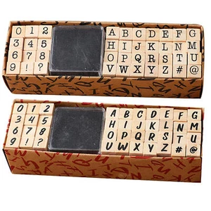 40PCS / Set Wood Rubber Stamps A-Z Letters Number Alphabet Stamp Kit DIY Tool - Picture 1 of 14