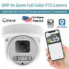 Rsrteng 4K 8MP 4x Zoom Full Color PTZ Camera Two-way Audio IR50m POE H.265 US