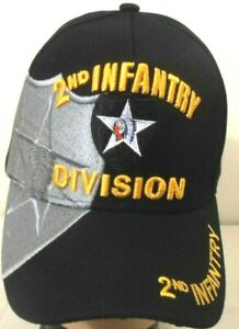U.S. ARMY 2nd INFANTRY DIVISION MILITARY CAP ARMY HAT BLACK