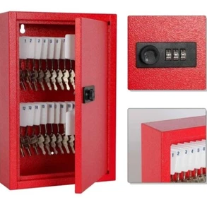 Locking KeyCabinet,40 KeyStorageLock Box with Code,Key Management Wall Mount RED - Picture 1 of 10
