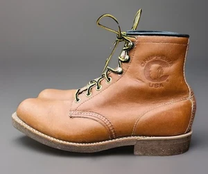 Chippewa Original English Leather Tan Plain Toe 7.5 D Made In USA - Picture 1 of 4