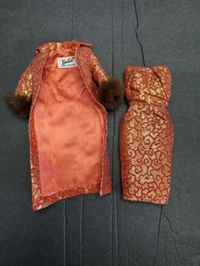 Vintage Golden Elegance Barbie Dress and Overcoat #992 Red Gold READ - Picture 1 of 3