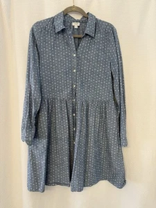 J.Crew Blue Chambray Button Up Long Sleeve Cotton Collared Dress Size 12 - Picture 1 of 9