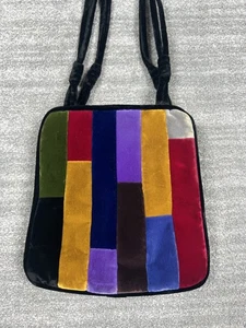 Lou Taylor Handtasche Leder Vintage 60er Samt Patchwork Boho Retro Urlaub - Bild 1 von 19