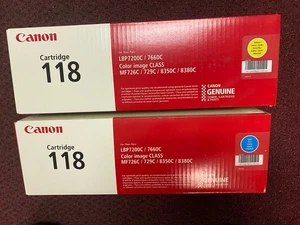 Toner cyan neuf authentique Canon 118 - 2661B001 et jaune - Cartouches 118 - Photo 1/4