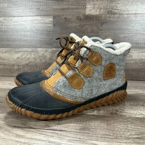 Sorel Out n About Waterproof Boots Faux Fur Lined Women’s Size 8 Gray NL3150-052 - Picture 1 of 10