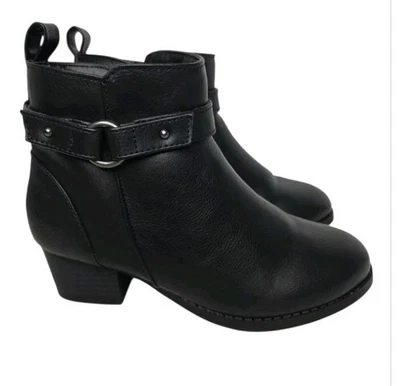 The Children's Place Girls Black Heel Buckle Booties Size 1 NEW - Image 1 of 4
