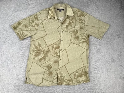 Camisa Croft Barrow Hombre Grande Beige Floral Geométrica Hawaiana Algodón Abotonado Foto 1 de 4