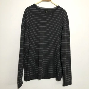 Maglione Banana Republic uomo XL grigio righe maglione lana merino italiano scollo V - Foto 1 di 11