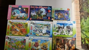 9 Premium Quality Ravensburger puzzles 100 Pieces and 25 more Extra Puzzles - Picture 1 of 13