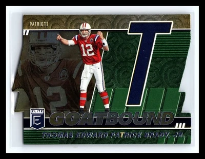 💥 2022 Donruss Elite 足球 GB-TB15 Tom Brady 山羊绑定 T 模切金色 — 第 1/2 张图片