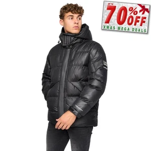 Crosshatch Camptor Casual Comfort Insulated Panel Jacket Mens Black - Picture 1 of 5