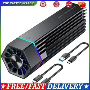 RGB SSD Case Heatsink with Cooling Fan JMS583 10Gbps SSD Case for M Key/B M Key - Afbeelding 1 van 12