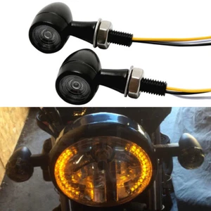 2Pcs Motorcycle LED Bullet Mini Turn Signal Light Blinker For Cafe Racer Bobber - Bild 1 von 11
