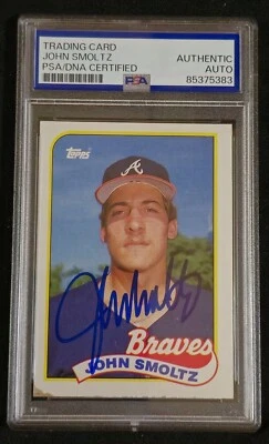 John Smoltz 1989 Topps # 382 Rookie Card PSA/DNA Authentic Auto - Image 1 of 2
