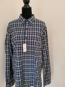 NEW Brooks Brothers Men's 1/2 Button Popover Shirt Blue Plaid XXL NWT - Picture 1 of 9