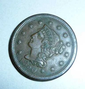 1850 große Cent Matrone geflochtenes Haar sehr schöne Münze, nicht viele Spuren auf ihr - Bild 1 von 2