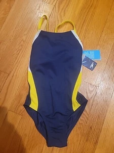 Neu mit Etikett $ 79 neu Speedo Endurance + Racing-Schnitt Badeanzug Größe 6/22 blau gelb - Bild 1 von 6