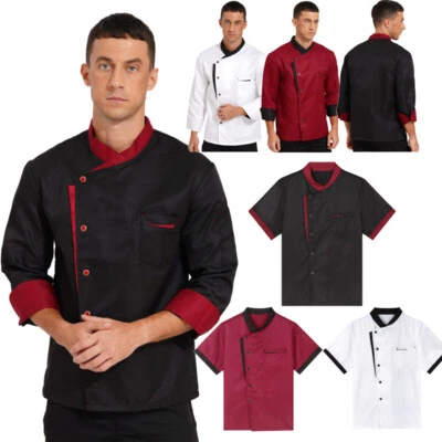 Men Women Long Sleeve Chef Coat Jacket Hotel Kitchen Restaurant Work Uniform - Image 1 of 2