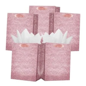 12Pcs Embossed Pink Glitter Gift Rose Gold Glitter with White Tissue Paper - Picture 1 of 7