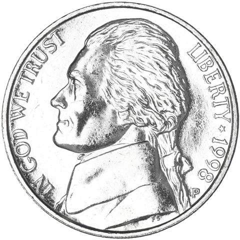 1998 P Jefferson Nickel BU US Coin Cover