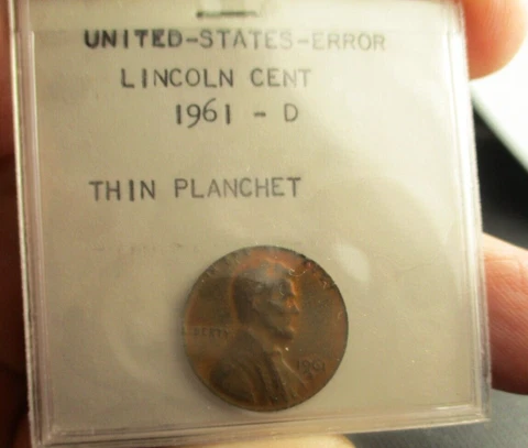 1961 D Lincoln Cent Error Thin Planchet Penny Cover