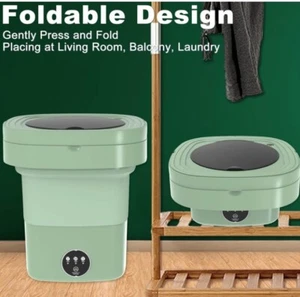 Portable Washing Machine Foldable Washer with Spin-Dry, Mini Underwear 9L Green - Picture 1 of 6