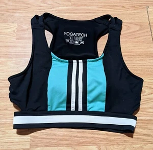 Reggiseno sportivo Yogatech L nero verde bianco ritaglio a righe - Foto 1 di 4
