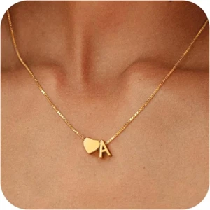 Mother Day Gifts for Mom Grandma Wife - Heart Initial Necklaces for Women Girls, - Picture 1 of 12