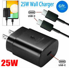 25W Super Fast Wall Charger USB-C +6FT Cable For Samsung Galaxy S21 Ultra S22 5G