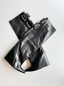 BALENCIAGA Astrogirl Black Leather TK Over The Knee Tall Wedge Boots, Size 39.5 - Picture 1 of 16