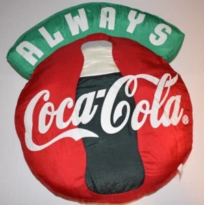 Vintage 1993 Always Coca-Cola Large Pillow, Round, 24x20” W/ Coke Bottle. RARE - Picture 1 of 11