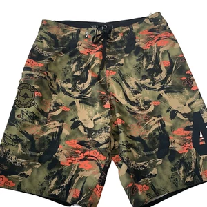 Pantalones Cortos de Tabla Camuflados Hombres 32 Bolsillo de Carga Cordón Elastizados Playa Viaje Surf LRG - Imagen 1 de 12