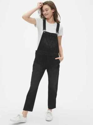 NEW WOMEN'S XS LT XLT GAP RELAXED DENIM OVERALLS IN BLACK / Tall sizes - Image 1 of 4