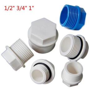 PVC 1/2" 3/4" 1" Male Threaded Water Supply Pipe Cap Stop End Lock Fittings - Picture 1 of 6