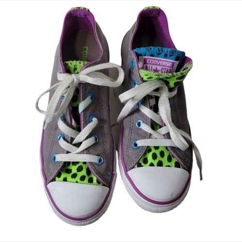 Scarpe sneaker Converse all star grigie doppia linguetta taglia 3 bambino verde animale