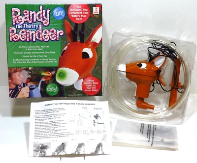 Christmas Tree Watering Ornament Randy The Thirsty Reindeer Vintage Nose Glows! - Image 1 of 4