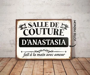 Plaque métal vintage Salle de couture personnalisé Décoration panneau prénom - Imagen 1 de 4