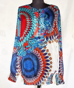 AUTÉNTICA BLUSA TÚNICA MUJER LOGO BORDADO DESIGUAL ARTE FLORAL-TALLA: US 12/L - Imagen 1 de 6