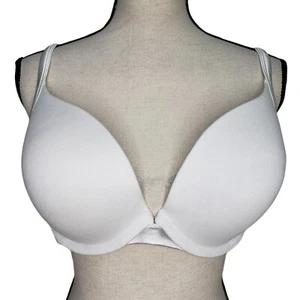 Cacique Boost Plunge Bra 40D Underwire Padding White Cotton - Picture 1 of 5