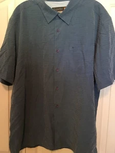 quiksilver shirt mens size XL blue poly rayon pin stripe short sleeve - Picture 1 of 5