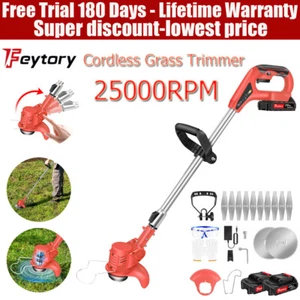 Metal Blade Cordless Strimmer Kit Lawns Electric Garden Strimmer with Batteries - Picture 1 of 12