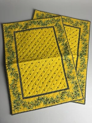 Tissus.Toselli Depuis 1933 Quilted Bordered Placemat Calisson /Olivette Lot Of 2 - Image 1 of 4