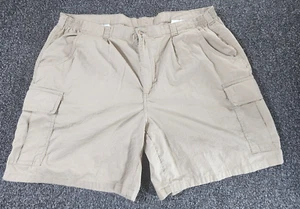 John Blair Cargo Shorts Men's 44 Beige Elastic Waist Flat Front 100% Cotton - Picture 1 of 11