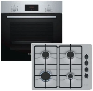 Herdset BOSCH Backofen Schnellaufheizung + Gaskochfeld Starkbrenner autark 60 cm - Bild 1 von 11