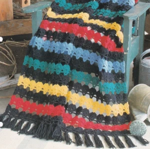 Afghan Crochet Pattern BLOOMING SHELLS 12-Hour Time Savers - Picture 1 of 2