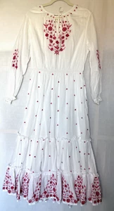 Hermoso Maxi Vestido *GRIS DILLI* Blanco y Rosa Forrado Algodón Bordado 12 - Imagen 1 de 23