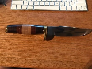  CUSTOM MADE KNIFE WITH ROSEWOOD, LEATHER and BIRDSEYE MAPLE - Picture 1 of 6