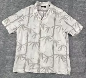 Theory Shirt Mens L Linen Bamboo Flowers Irving Short Sleeve Resort Camp Light - Picture 1 of 6