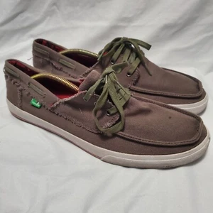 Zapatos de lona Sanuk bronceados con cordones para hombre talla 12 zapatos sin cordones mocasines - Imagen 1 de 8